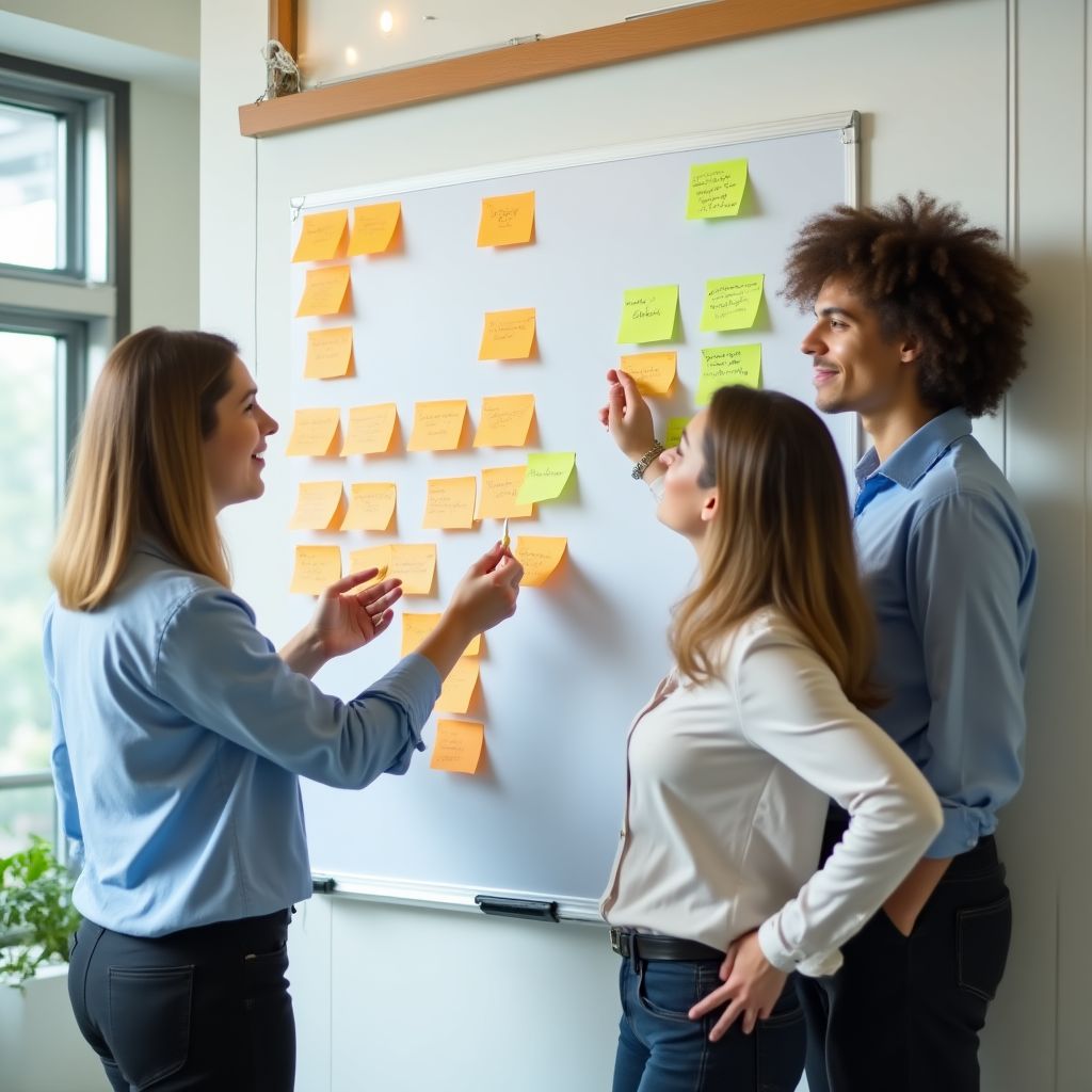 Strategische Planung an einer Pinnwand